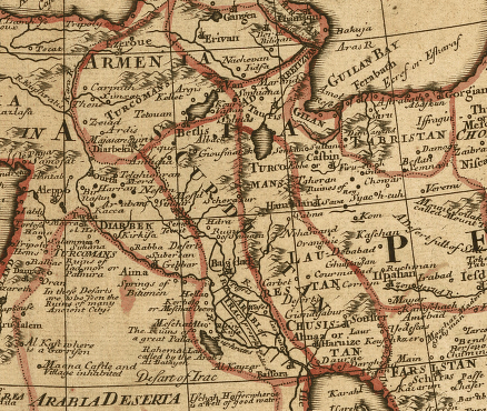 Historyczna mapa Kurdystanu z 1721 roku / fot. Wikipedia